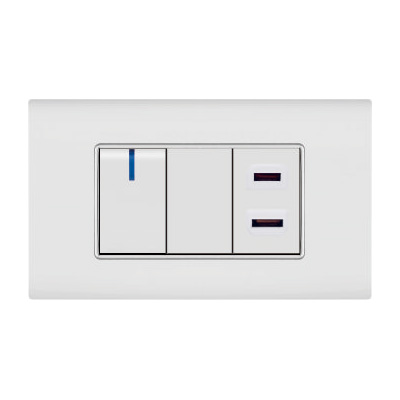 One gang one/two way switch with socket